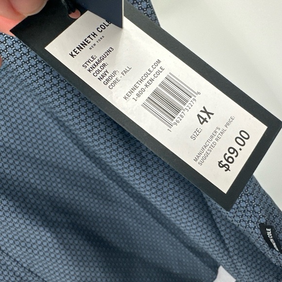 KENNETH COLE Blue Performance Regular Fit Shirt Size 4X NWT - Picture 3 of 5